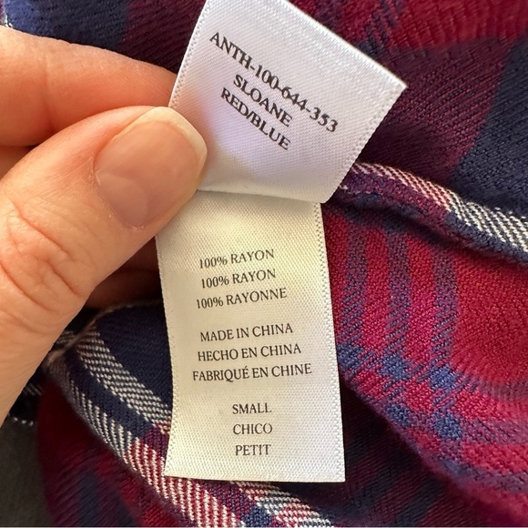 Rails Red Blue Sloane Crop Tie Front Flannel Button-down Shirt Size S/P - Picture 13 of 15